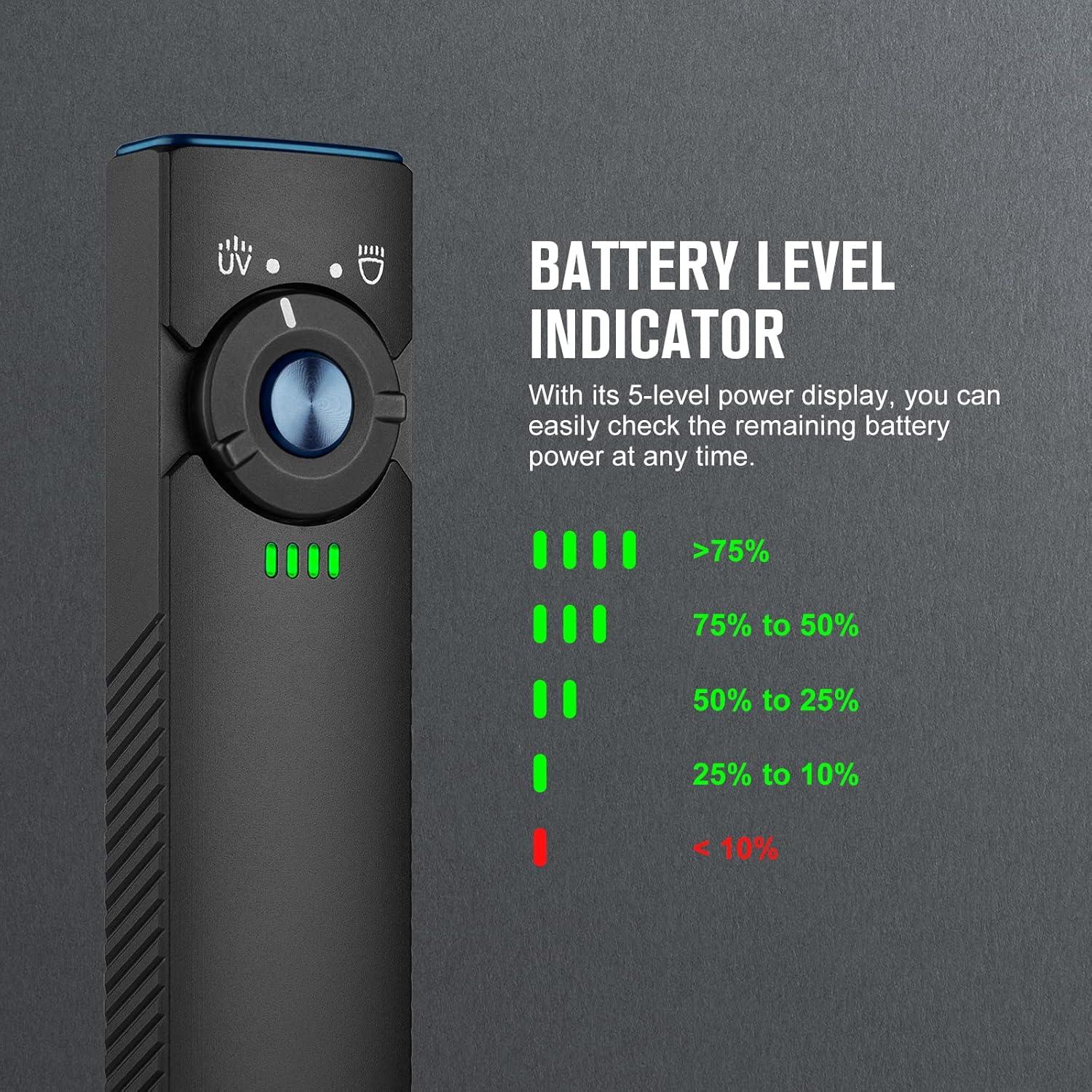 imageOLIGHT Arkfeld UV Rechargeable EDC Flashlight 1000 Lumens White LED and 365nm Blacklight Combo for Outdoors Emergency Working Pet Urine Detection Black NWBlack