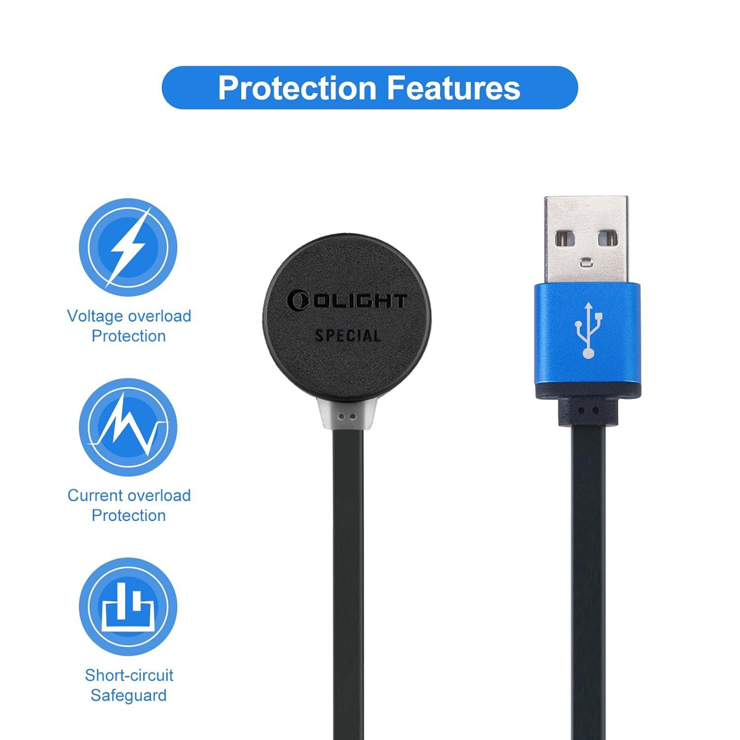 imageOLIGHT MCC 3 Charger in Balck Upgraded Smart Magnetic Charging Cable Only Suitable for OdinOdinMiniOdinSPLMini3PLProBaton3 SeriesWarrior Mini2Perun2Seeker3proWarrior 3sBaldr Pro RArkfeldBlack