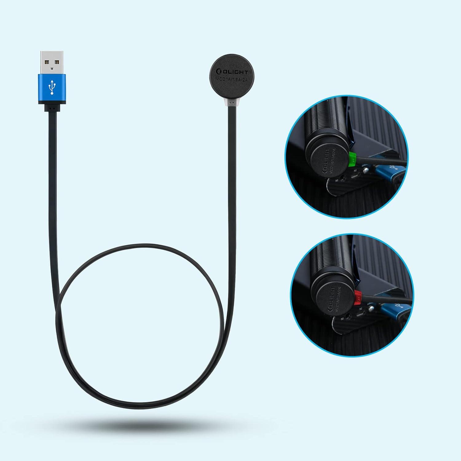 imageOLIGHT MCC 3 Charger in Balck Upgraded Smart Magnetic Charging Cable Only Suitable for OdinOdinMiniOdinSPLMini3PLProBaton3 SeriesWarrior Mini2Perun2Seeker3proWarrior 3sBaldr Pro RArkfeldBlack