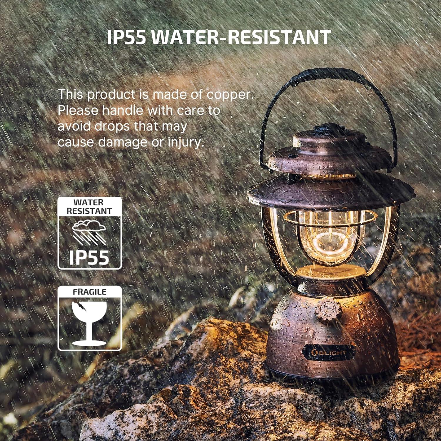 imageOLIGHT Olantern Classic 2 Pro APP Control Camping Lantern 300 Lumens LED Rechargeable Lamp Flashlight with Dual Light Sources for Hurricane Emergency Hiking Home Decor Vintage Copper