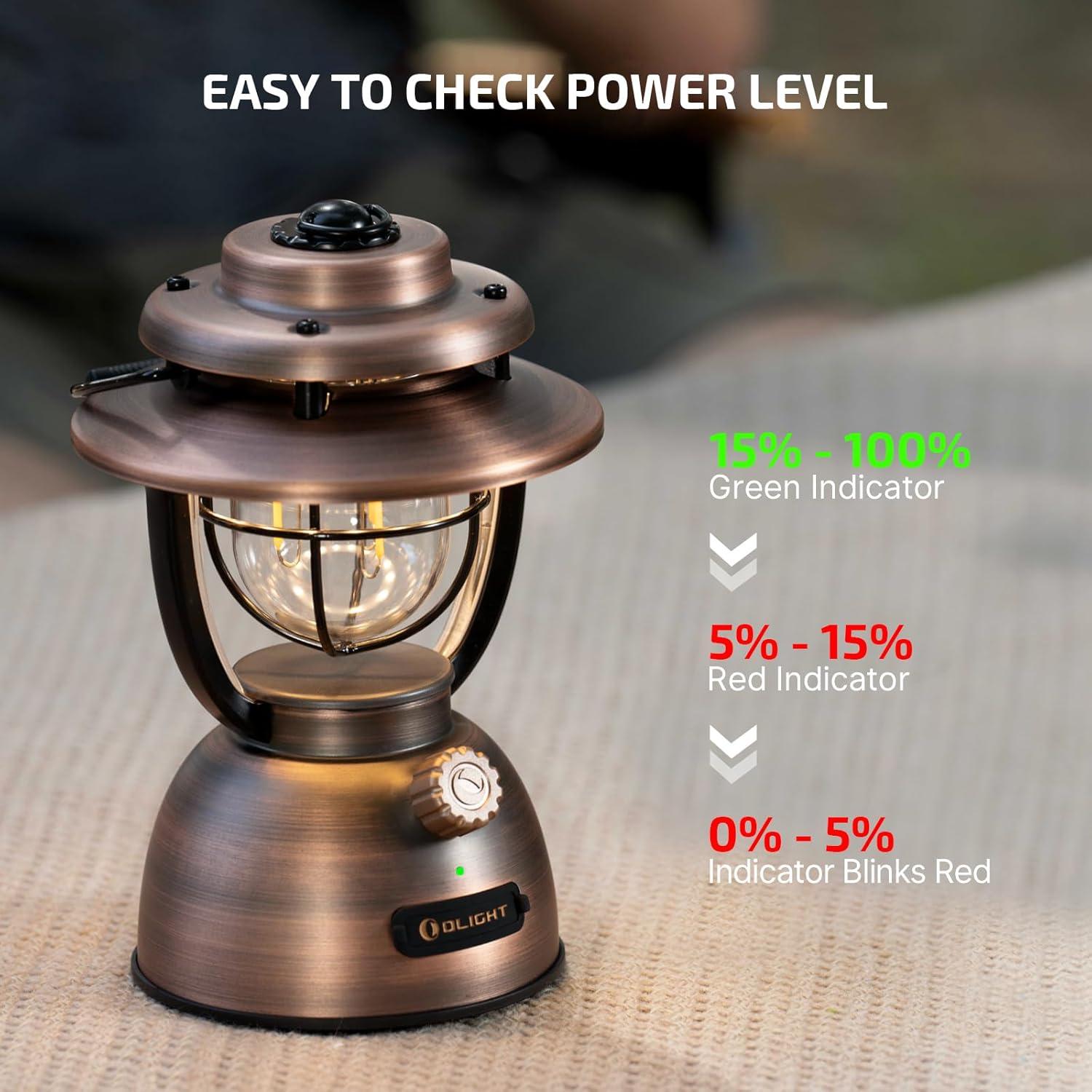imageOLIGHT Olantern Classic 2 Pro APP Control Camping Lantern 300 Lumens LED Rechargeable Lamp Flashlight with Dual Light Sources for Hurricane Emergency Hiking Home Decor Vintage Copper