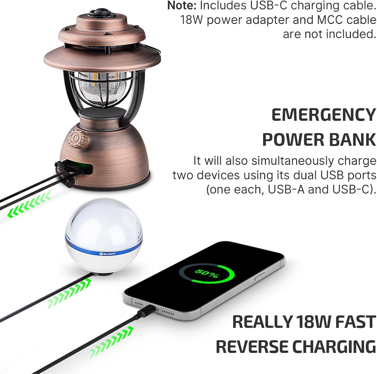 imageOLIGHT Olantern Classic 2 Pro APP Control Camping Lantern 300 Lumens LED Rechargeable Lamp Flashlight with Dual Light Sources for Hurricane Emergency Hiking Home Decor Vintage Copper