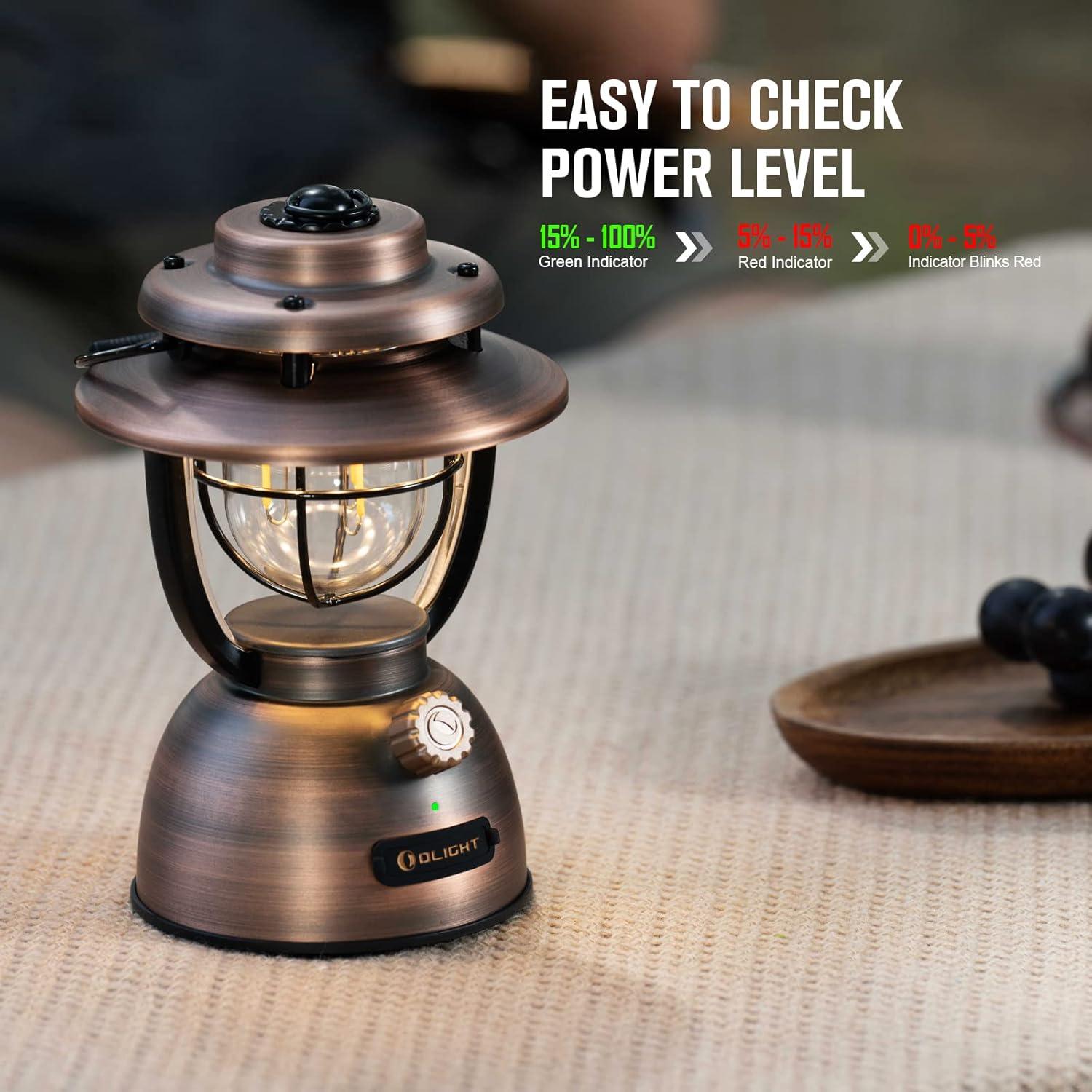 imageOLIGHT Olantern Classic 2 Pro Camping Lantern 300 Lumens LED Rechargeable Lamp Flashlight with Dual Light Sources for Hurricane Emergency Hiking Power Outages Home Decor Vintage Copper