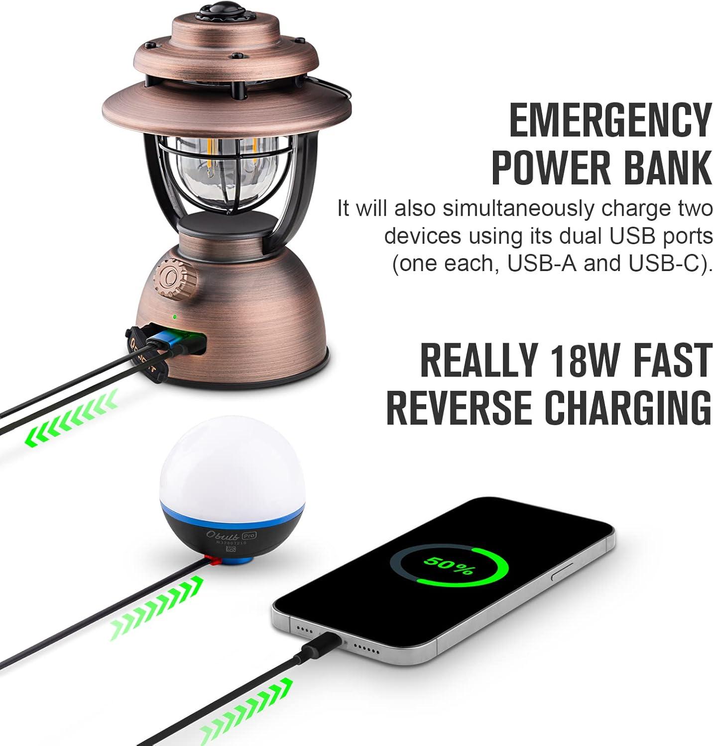 imageOLIGHT Olantern Classic 2 Pro Camping Lantern 300 Lumens LED Rechargeable Lamp Flashlight with Dual Light Sources for Hurricane Emergency Hiking Power Outages Home Decor Vintage Copper