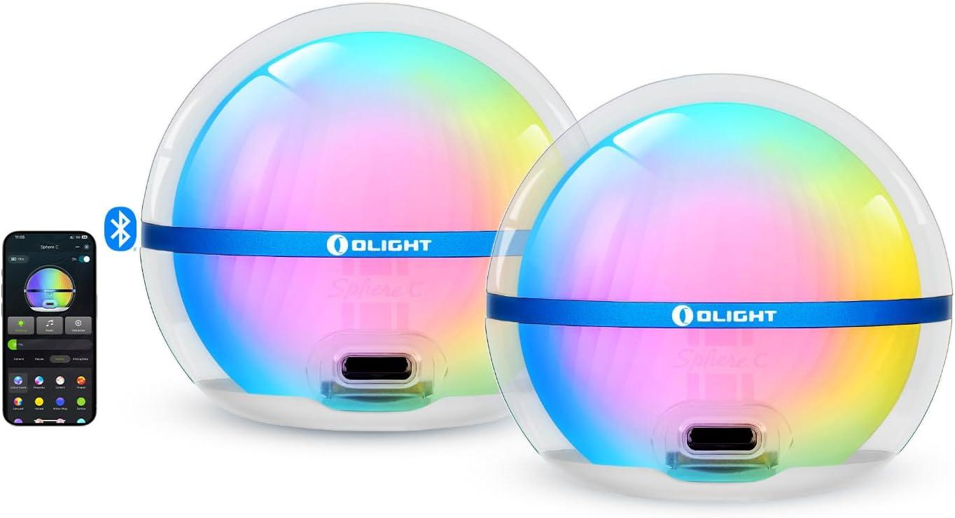 imageOLIGHT Olantern Classic 2 Pro Camping Lantern 300 Lumens LED Rechargeable Lamp and OLIGHT Sphere C 2Pack Smart Night Light USBC Rechargeable 75 Lumens Stepless Dimming App Control