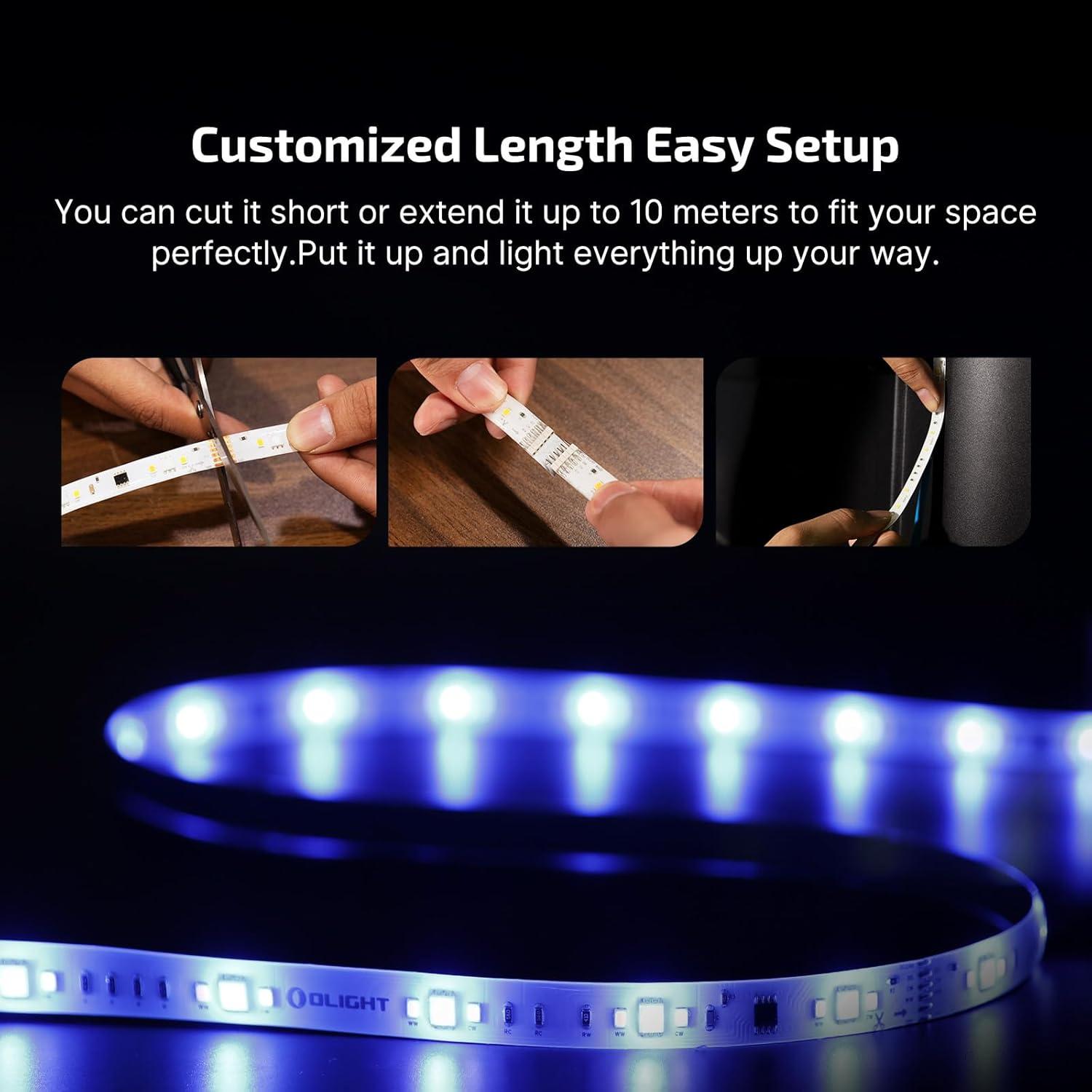 imageOLIGHT Ostrip 2 RGBIC LED Strip Light 164ft DC24V 2700K6500K 025m Unit Cuttable IP65 5M Adhesive Smart APPAlexa Music Sync 44 Scene ETL High CRI Plug ampamp Play for BedroomGamingTVOOSTRIP25M