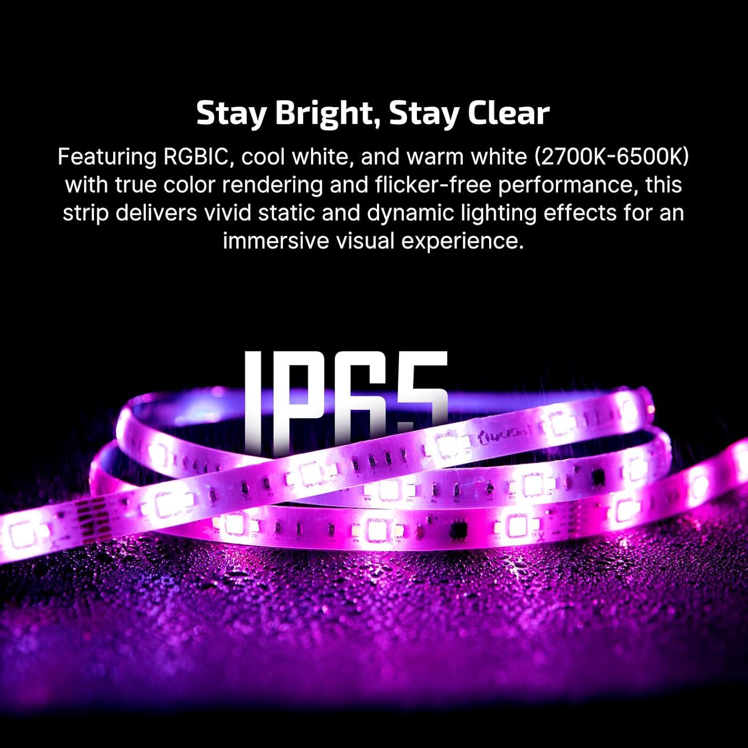 imageOLIGHT Ostrip 2 RGBIC LED Strip Light 164ft DC24V 2700K6500K 025m Unit Cuttable IP65 5M Adhesive Smart APPAlexa Music Sync 44 Scene ETL High CRI Plug ampamp Play for BedroomGamingTVOOSTRIP25M