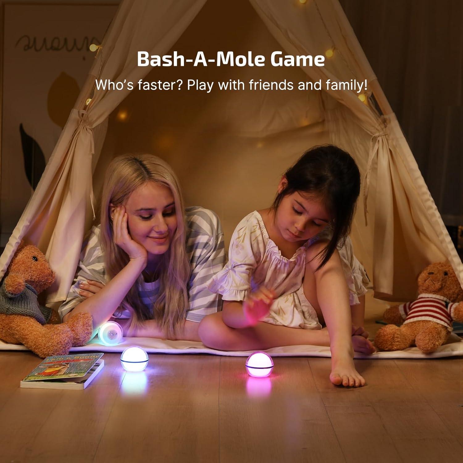 imageOLIGHT Sphere Smart Night Light 75 lumens Stepless Dimming Table Lamp with Remotely APP Control Magnetic Rechargeable RGB Ambient Lighting for Sleeping Reading and RelaxationBasic Blue