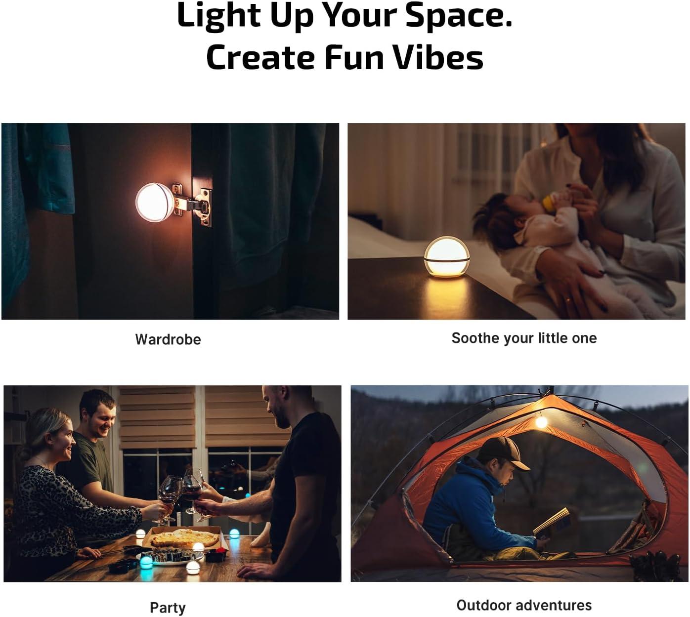 imageOLIGHT Sphere Smart Night Light 75 lumens Stepless Dimming Table Lamp with Remotely APP Control Magnetic Rechargeable RGB Ambient Lighting for Sleeping Reading and RelaxationBasic Blue