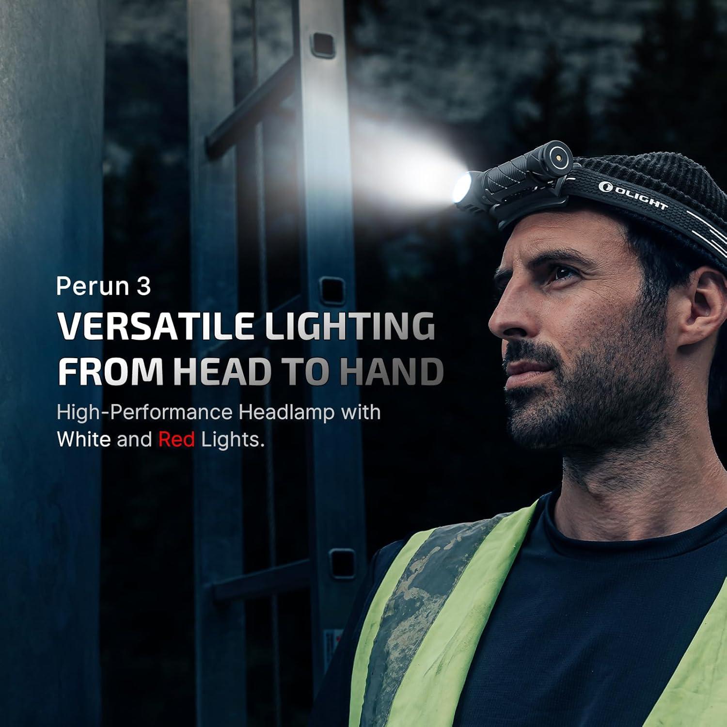 imageOLIGHT SphereC Stellar Sky 2Pack Smart Night Light USBC Rechargeable App Control Ambient Lighting with Perun 3 Rechargeable Headlamp Flashlight 3000 Lumens LED Headlight with Red Light