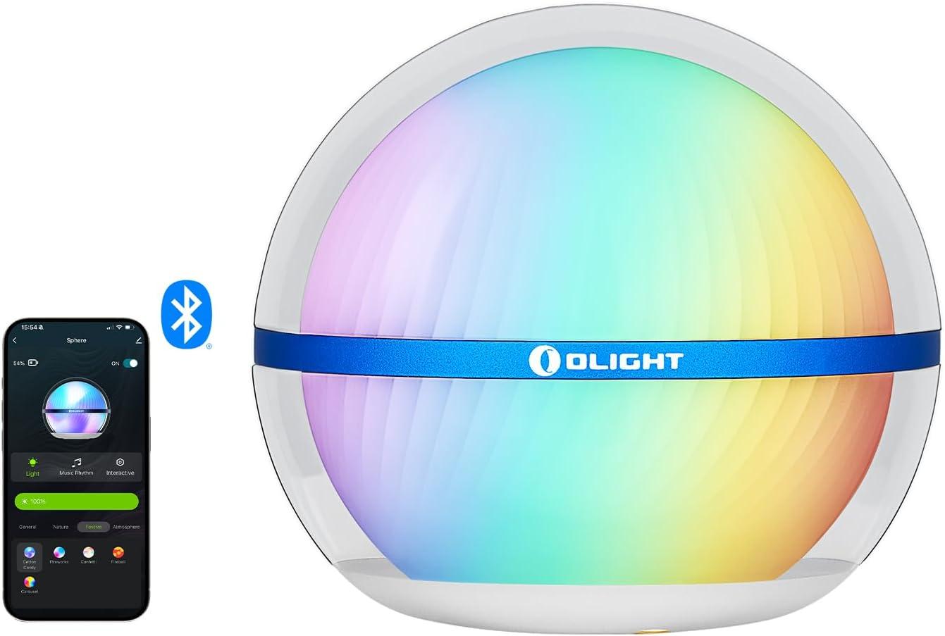 imageOLIGHT SphereC Stellar Sky Smart Night Light Rechargeable USBC Nursery NightLamp Bundle with Sphere 75 lumens Stepless Dimming TableLamp with Remotely APP Control Magnetic RGB Ambient Lighting f