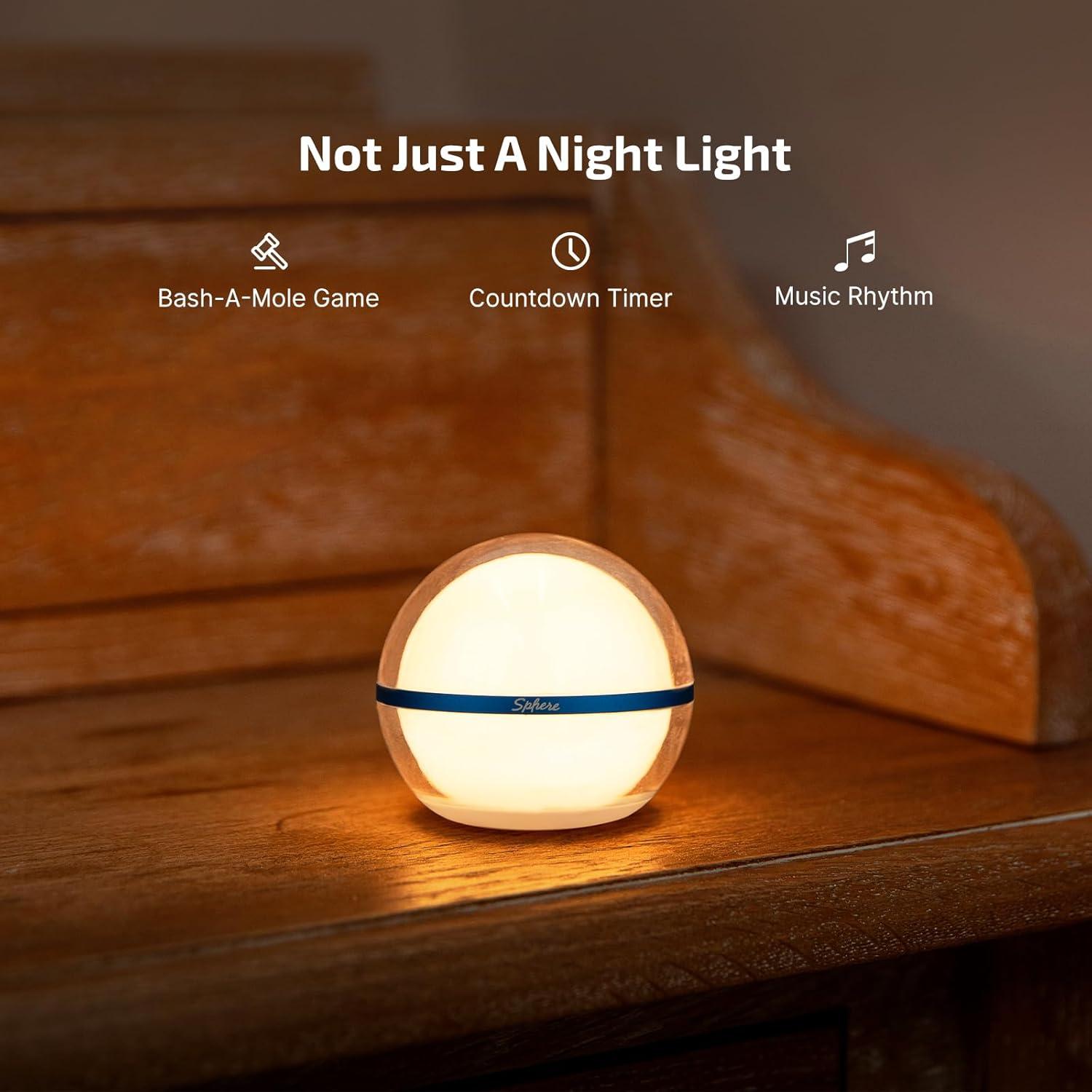 imagePerun 3 Rechargeable Headlamp Flashlight 3000 Lumens LED Headlight with Red Light Bundle with Sphere Smart Night Light 75 lumens Stepless Dimming Table Lamp with Remotely APP Control
