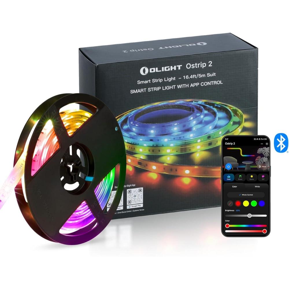 imageOLIGHT Ostrip 2 RGBIC LED Strip Light 164ft DC24V 2700K6500K 025m Unit Cuttable IP65 5M Adhesive Smart APPAlexa Music Sync 44 Scene ETL High CRI Plug ampamp Play for BedroomGamingTVOOSTRIP25M
