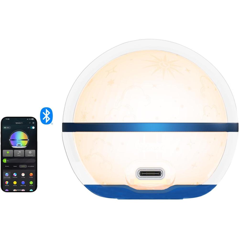 imageOLIGHT Sphere C Smart Night Light USBC Rechargeable Ambient Table Lamp with APP Control 75 Lumens RGB Dimmable Bedside lamp Portable for Parties Camping Decoration TypeC Cable Excluded1