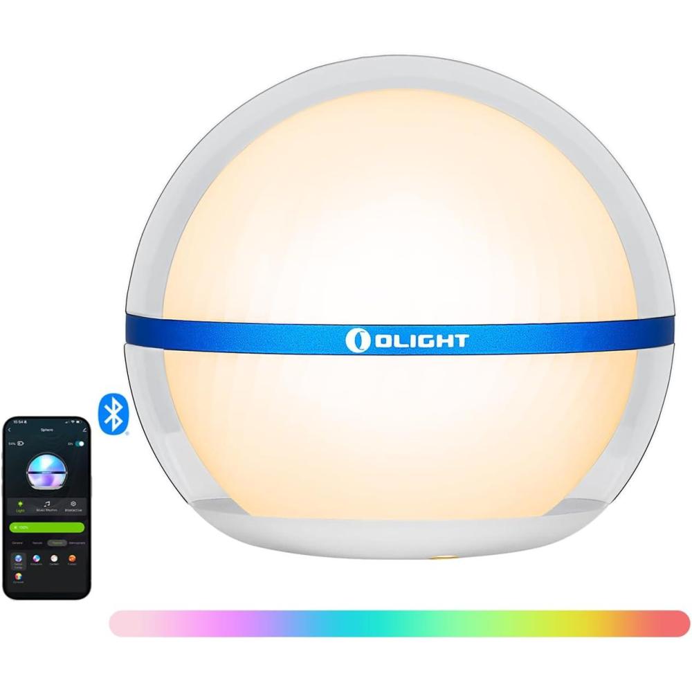 imageOLIGHT Sphere Smart Night Light 75 lumens Stepless Dimming Table Lamp with Remotely APP Control Magnetic Rechargeable RGB Ambient Lighting for Sleeping Reading and RelaxationBasic Blue