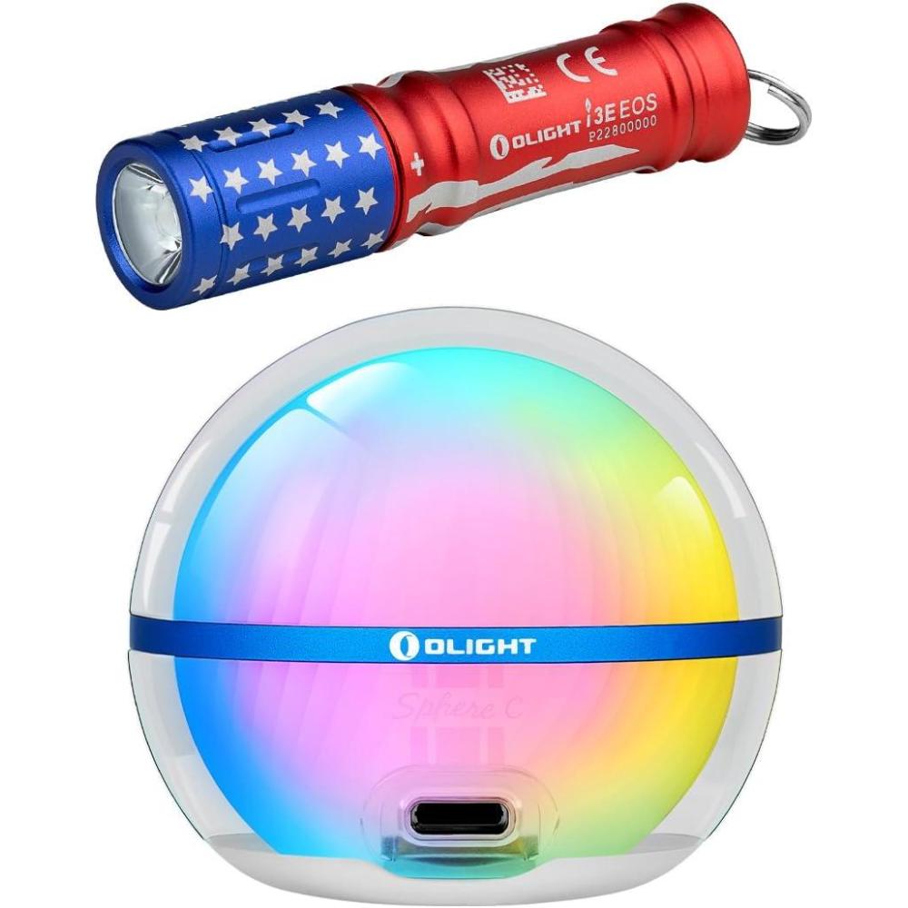 imageOLIGHT i3E EOS PMMA TIR Lens AAA EDC Flashlight Keychain Bundle with Sphere C Smart Night Light USBC Rechargeable App Control Ambient Lighting