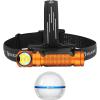 Perun 3 Rechargeable Headlamp Flashlight, 3000 Lumens LED Headlight with Red Light Bundle with Sphere Smart Night Light, 75 lumens Stepless Dimming Table Lamp with Remotely APP Control