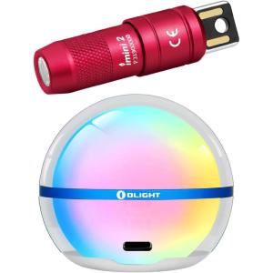 OLIGHT IMINI 2 EDC Rechargeable Keychain Flashlight 50 Lumens Compact and Portable Mini LED Keyring Lights Bundle Sphere C Smart Night Light, USB-C Rechargeable, App Control Ambient Lighting