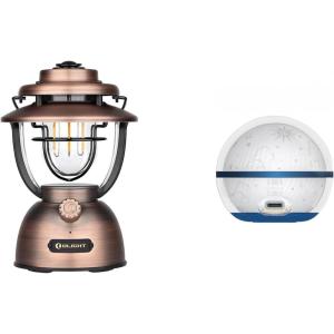 OLIGHT Olantern Classic 2 Pro Camping Lantern, 300 Lumens LED Rechargeable Lamp and OLIGHT Sphere C Smart Night Light, USB-C Rechargeable, Ambient Table Lamp with APP Control