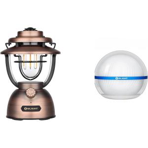 OLIGHT Olantern Classic 2 Pro Camping Lantern, 300 Lumens LED Rechargeable Lamp and OLIGHT Sphere Smart Night Light, 75 lumens Stepless Dimming Table Lamp with Remotely APP Control