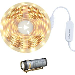OLIGHT Ostrip LED Strip Lights, Smart LED Lights with App Control Bundle with Baton4 Rechargeable EDC Flashlight, LED Pocket Flashlight 1300 Lumens with Magnetic Charging Cable