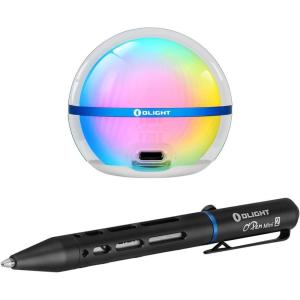 OLIGHT Sphere C Smart Night Light, USB-C Rechargeable, App Control Ambient Lighting Bundle O’Pen Mini 2 Ballpoint Pen and Pencil in One, Replaceable EDC Refill and Pencil Tip, Smooth Writing