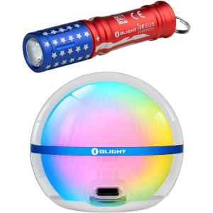 OLIGHT i3E EOS PMMA TIR Lens AAA EDC Flashlight Keychain Bundle with Sphere C Smart Night Light, USB-C Rechargeable, App Control Ambient Lighting