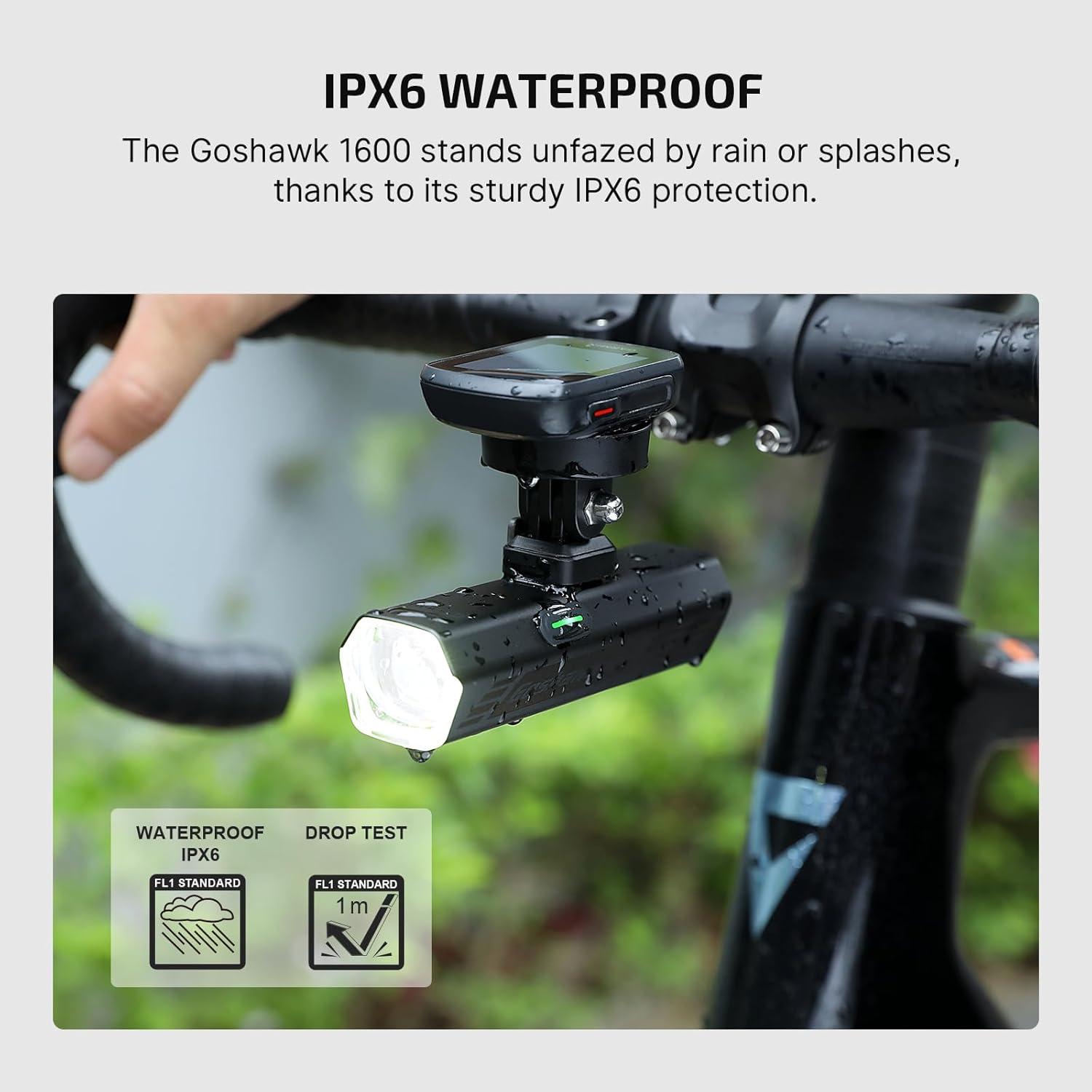 imageOLIGHT Goshawk 1600 Underneath Mounted Rechargeable Bike Light 1600 Lm and 580ft Max Throw Waterproof Bicycle Headlight with TypeC Remote Control HighampampLow Beam Modes for Mountain and Urban Riding