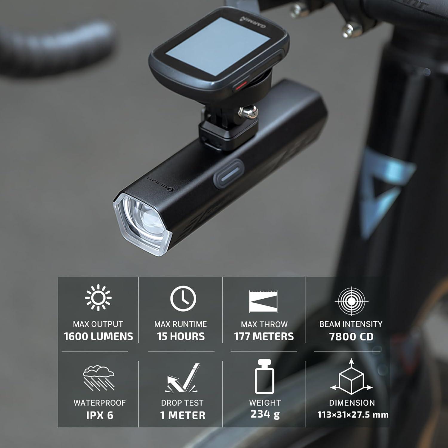 imageOLIGHT Goshawk 1600 Underneath Mounted Rechargeable Bike Light 1600 Lm and 580ft Max Throw Waterproof Bicycle Headlight with TypeC Remote Control HighampampLow Beam Modes for Mountain and Urban Riding
