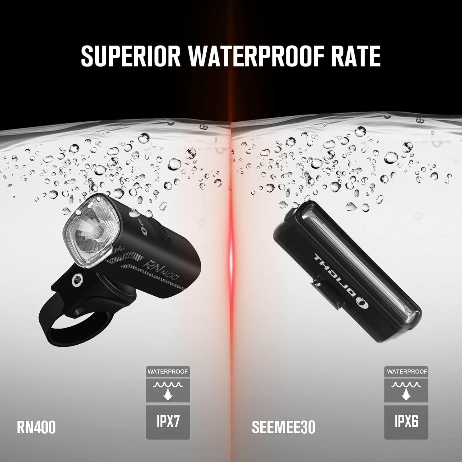 imageOLIGHT RN 400 LED Bike 400 Lumens Headlight and Seemee 30 C 30 Lm Bicycle Taillight Set Rechargeable TypeC Waterproof Bike Light Set Easy to Install for Road Urban Cyclists and Night Riding