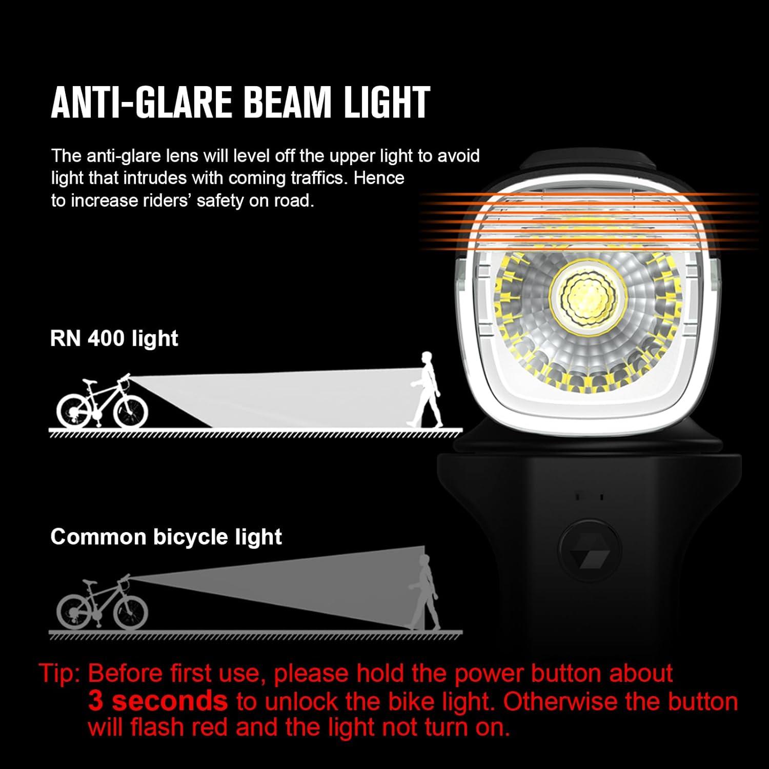 imageOLIGHT RN 400 LED Bike Lights 400 Lumens USB TypeC Rechargeable Front Light IPX7 Waterproof Bicycle Headlight for Road Urban Cyclists Black