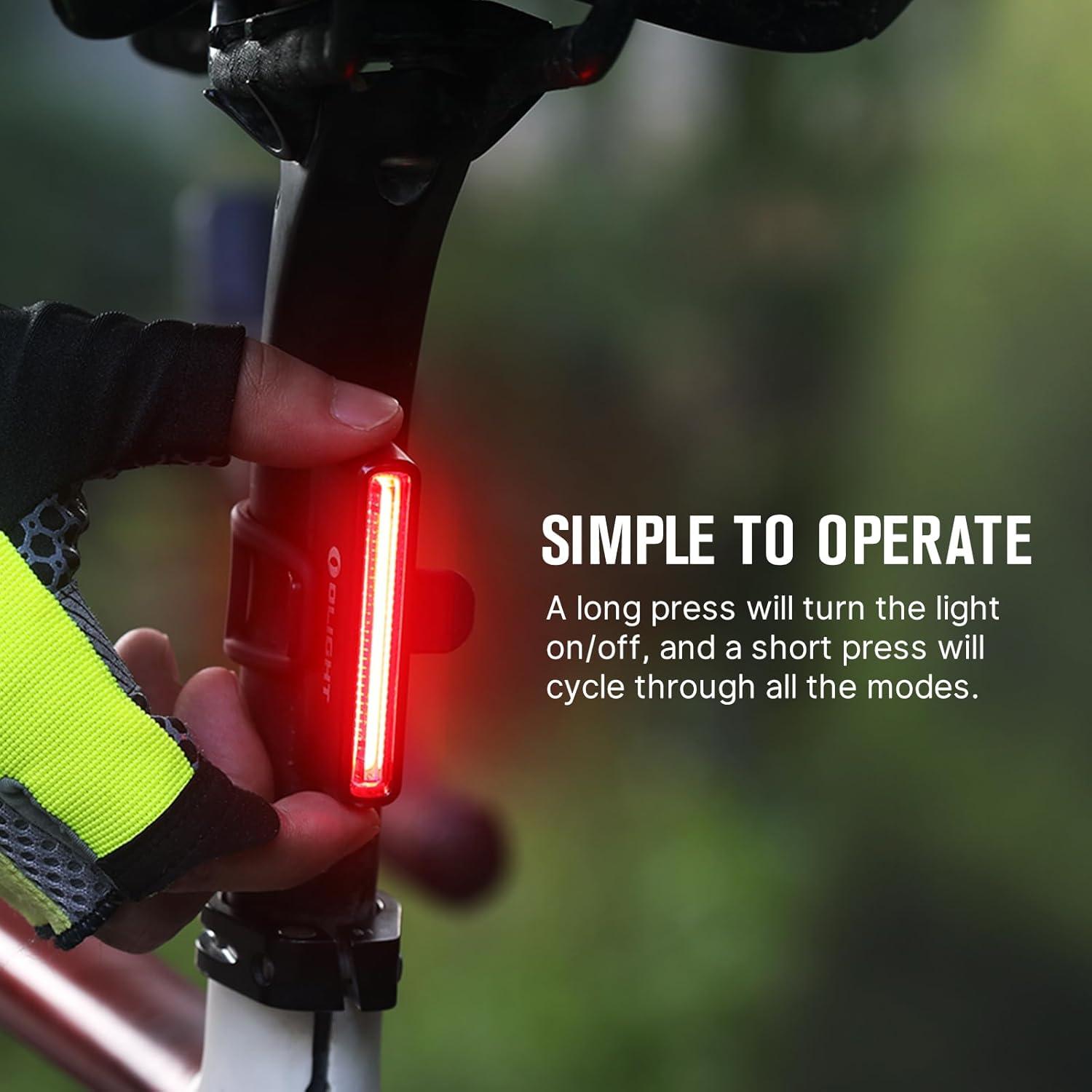 imageOLIGHT Seemee 30 C Bike Light 30 Lumens Tail Light 230 Degree Visibility 800m Viewable Range USB Rechargeable Bike Break Light IPX6 Waterproof Road and Urban CyclistsType C