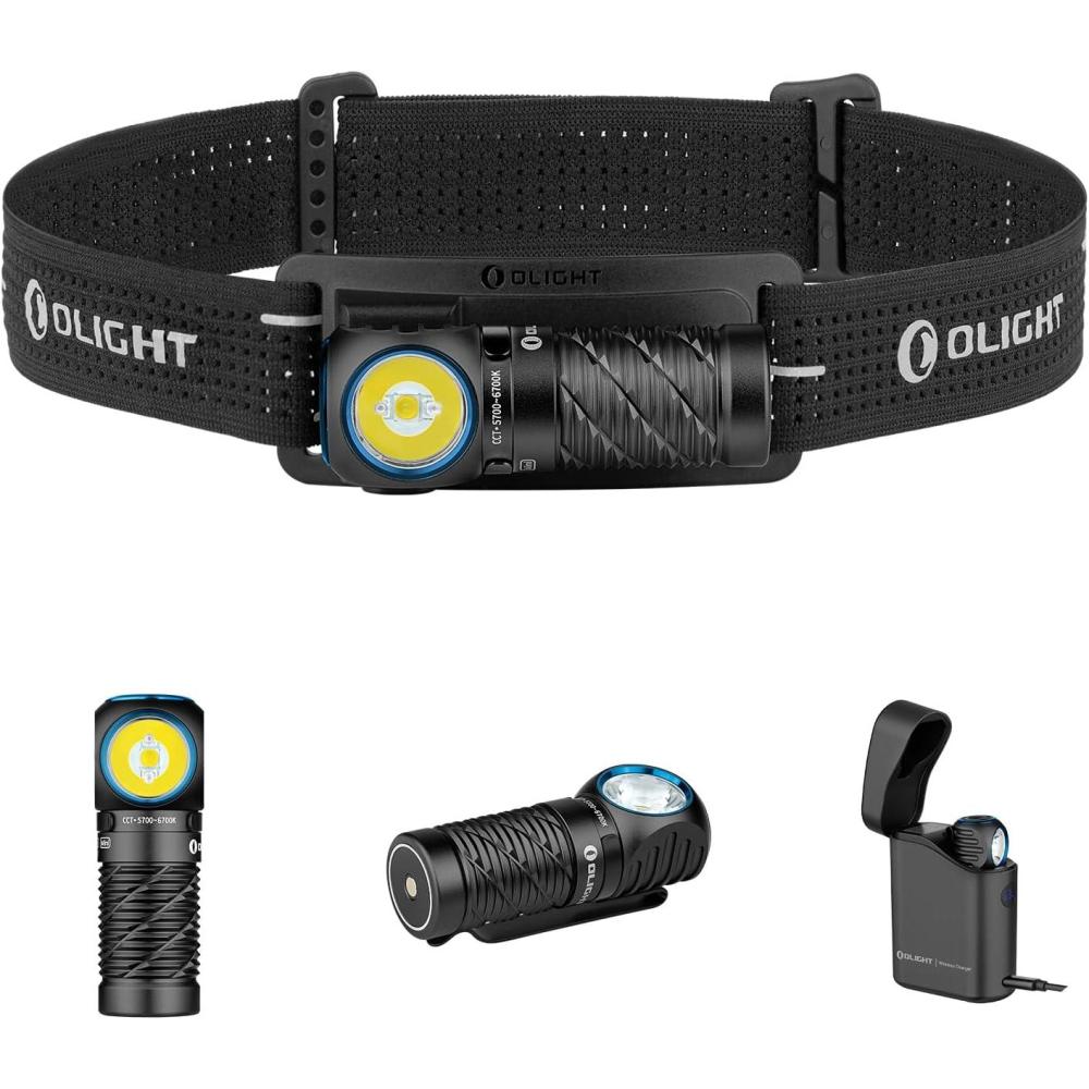 imageOLIGHT Perun 3 Mini Premium Headlamp 1250 Lumens Flashlight with TypeC Charging Box Rechargeable Headlight with Red Light OptionPerfect for Working Hiking Camping and Climbing OrangeBlack
