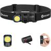 OLIGHT Perun 2 Mini Headlamp 1100 Lumens LED Head Flashlight, Rechargeable Headlight with Red Light Option, Great for Working, Hiking, Camping and Climbing (Orange Cool White: 5700~6700K)(Black)