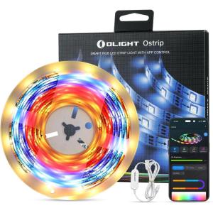 OLIGHT Ostrip 16.4ft RGB LED Strip Light, Smart App Control, Music Sync, DIY Color Modes, for Bedroom, Gaming, TV, Home Decor(16.4FT)