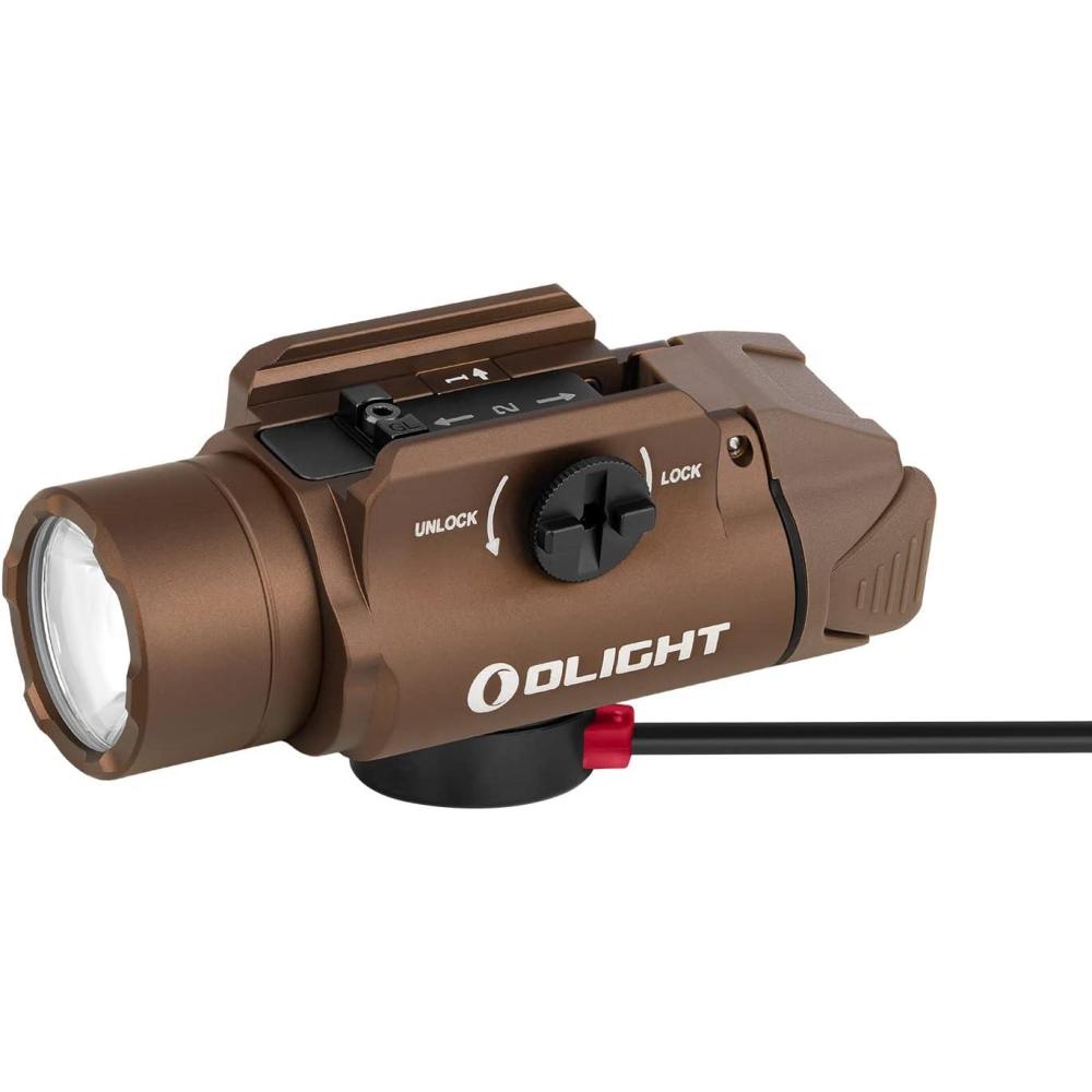 imageOLIGHT PL3R Valkyrie Rechargeable Tactical Light 1500 Lumens RailMounted Weaponlight LED Flashlight with Builtin Battery Rail Locating Keys for 1913 Picatinny GL StyleDesert Tan