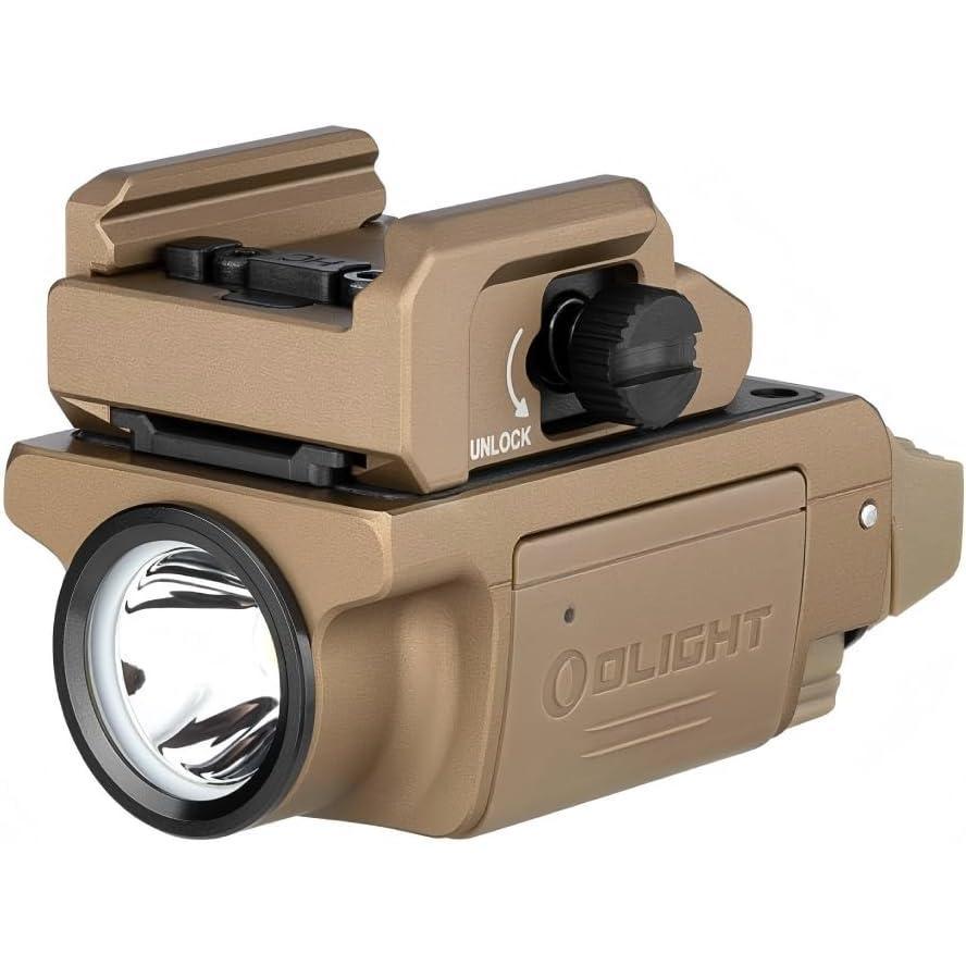 imageOLIGHT PLMini 3 Valkyrie 600 Lumens Compact Tactical PicatinnyGLHellcat RailMounted Weaponlight with Two Included Rechargeable and Removable Battery Pistol Light with Strobe Mode Desert TanDesert Tan