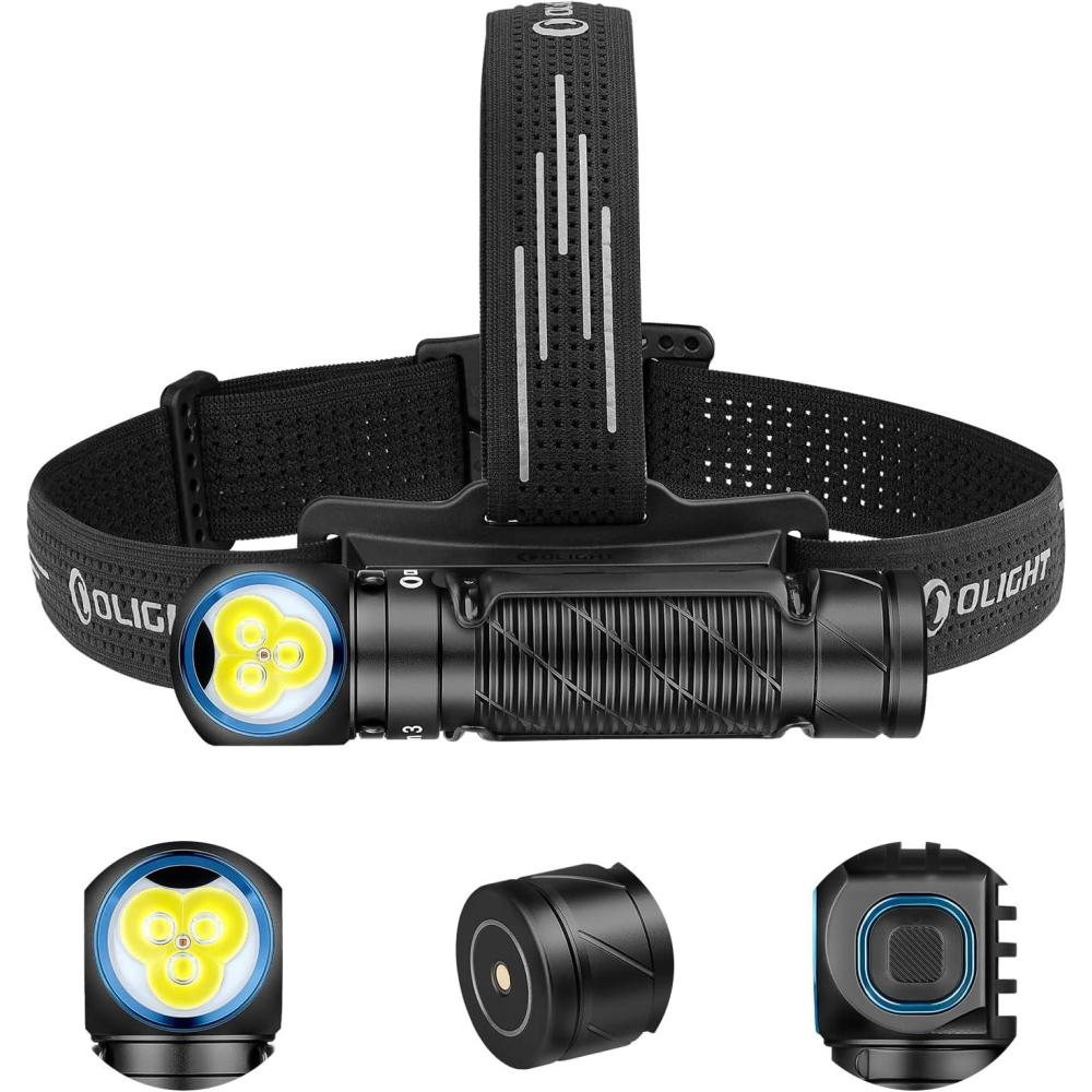 imageOLIGHT Perun 3 Rechargeable Headlamp Flashlight 3000 Lumens LED Headlight with Red Light Waterproof Head Lamp with Headband for Outdoor Camping Hiking WorkingOrangeBlack