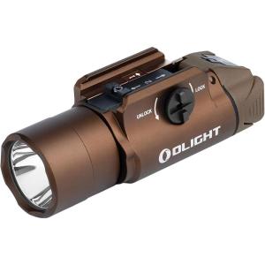OLIGHT PL Turbo Weaponlight, 800-Lumen 515 Meters Long-Range Tactical Flashlight, 66,300 High Candela Compact Rail-Mounted Light with Strobe Function and Rail Locating Keys, Fits Picatinny and GL Rail(Desert Tan)