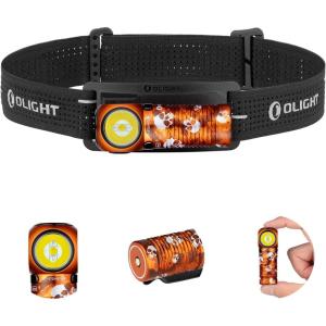 OLIGHT Perun 3 Mini Headlamp 1250 Lumens LED Head Flashlight,Rechargeable Headlight with Red Light Option,Perfect for Working, Hiking, Camping and Climbing (Cool White 5700K~6700K, Orange)(Ghost Blaze)