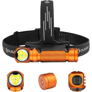 OLIGHT Perun 3 Rechargeable Headlamp Flashlight, 3000 Lumens LED Headlight with Red Light, Waterproof Head Lamp with Headband for Outdoor Camping, Hiking, Working(Orange)(Orange)