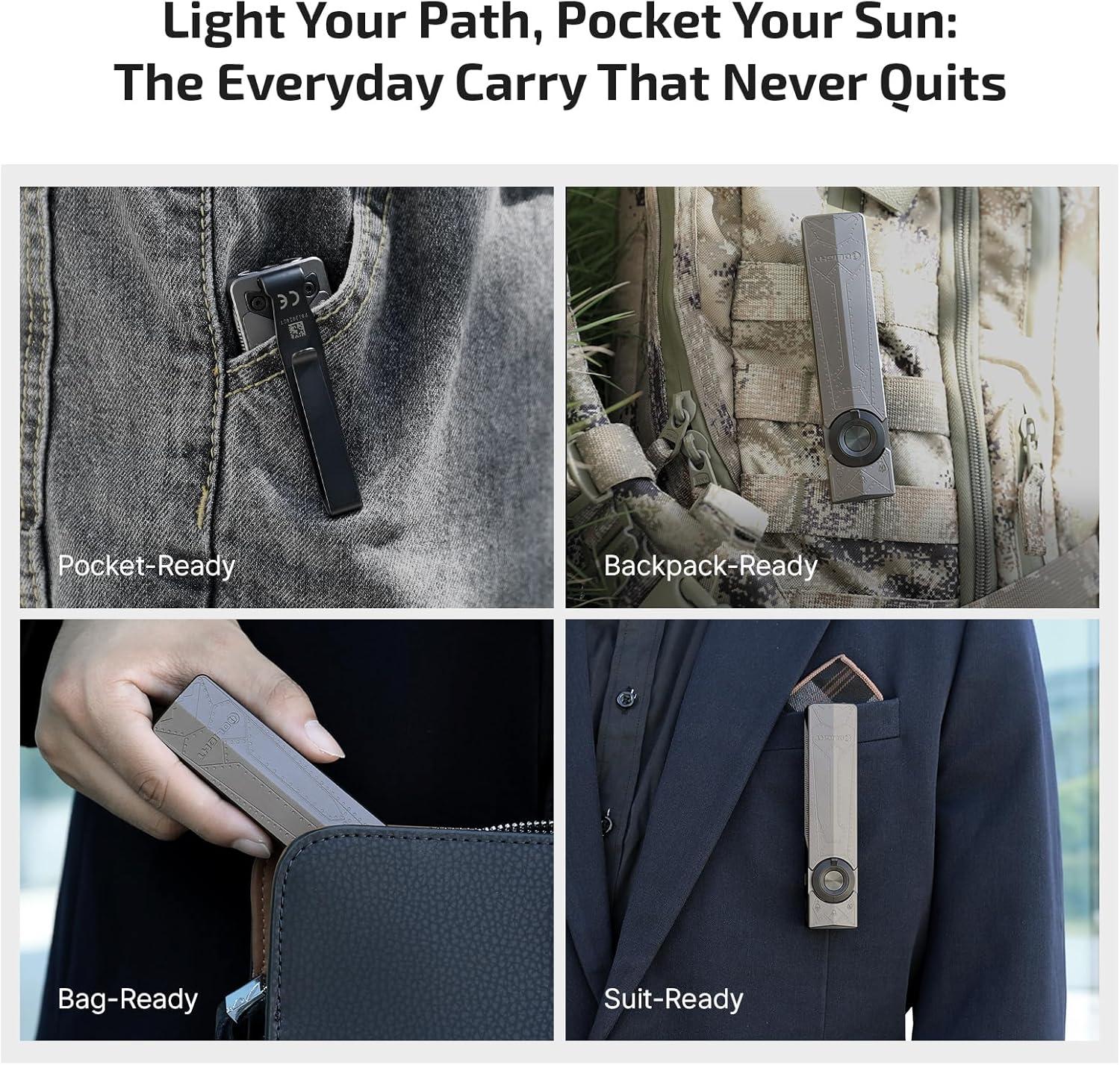 imageOLIGHT ArkPro EDC Flat Flashlight Rechargeable with Green Beam UV and White LED1500 Lumens USBC Pocket Camping Flashlight Spotlight Floodlight for Outdoor Emergency Working Black CWGreyPhantom Squadron
