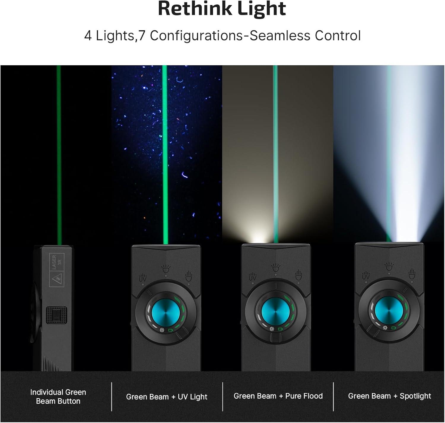 imageOLIGHT ArkPro EDC Flat Flashlight Rechargeable with Green Beam UV and White LED1500 Lumens USBC Pocket Camping Flashlight Spotlight Floodlight for Outdoor Emergency Working Black CWMatte Black