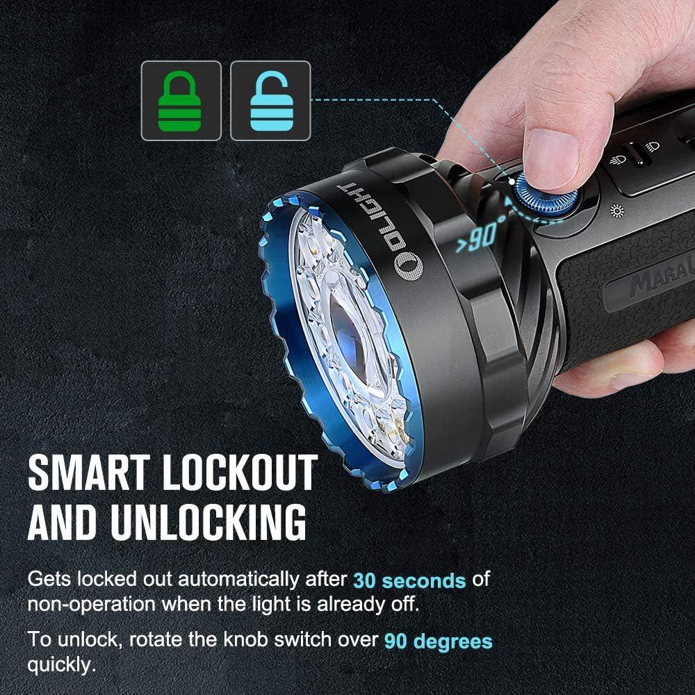 imageOLIGHT Marauder 2 Rechargeable Handheld Flashlight 14000 Lumens Ultra Bright Light with 3X Buildin Battery Pack for Home Outdoors Emergency UseBlack