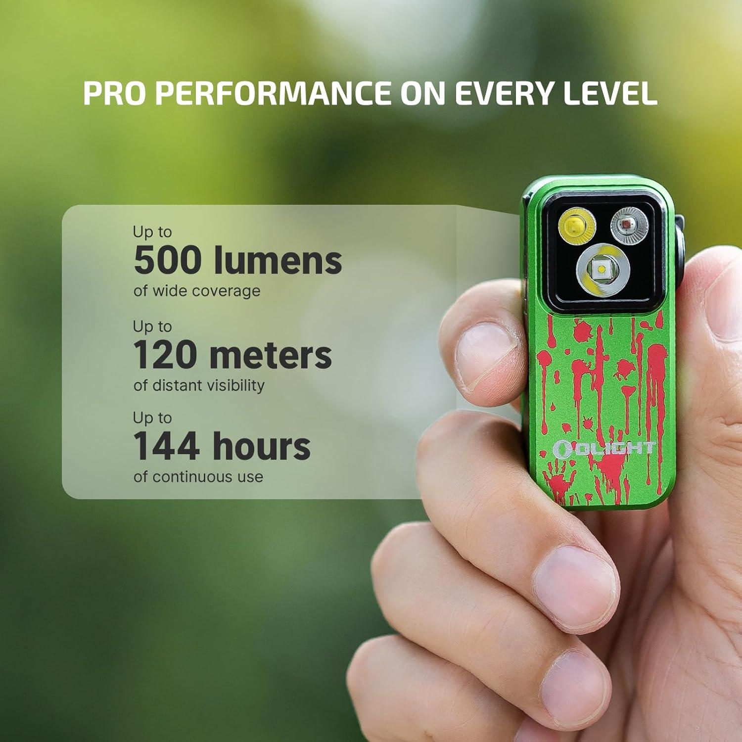imageOLIGHT Oclip Pro EDC Flashlight Clipon Light Rechargeable 500 Lumens with Three Lighting Solutions TypeC Charging Magnetic Flash Lights for Signaling Cycling Outdoor or Indoor UseOD GreenZombie Green