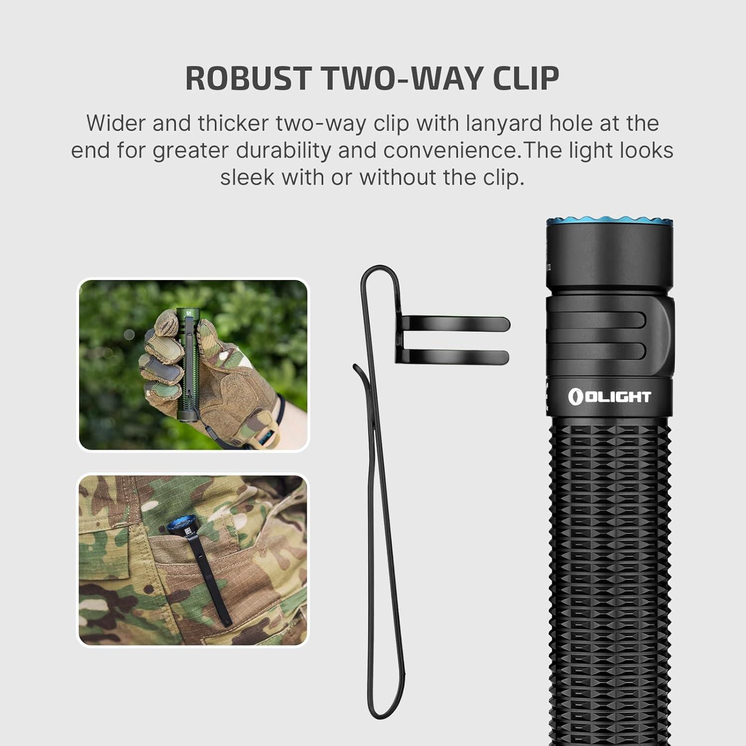 imageOLIGHT Warrior Mini3 Tactical Flashlight Dual Switches LED Rechargeable Light with MCC3 Charger 1750 Lumens Powerful EDC Light for Camping Emergency and Outdoor BlackBlack