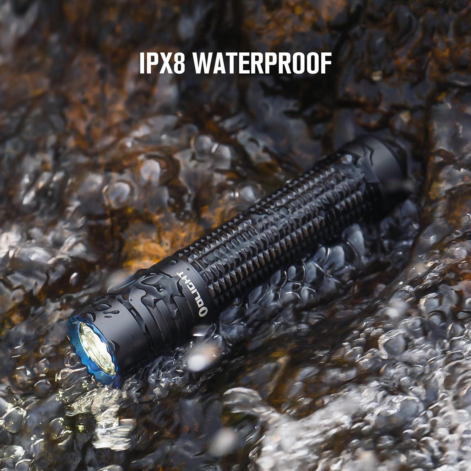 imageOLIGHT Warrior Mini3 Tactical Flashlight Dual Switches LED Rechargeable Light with MCC3 Charger 1750 Lumens Powerful EDC Light for Camping Emergency and Outdoor BlackBlack