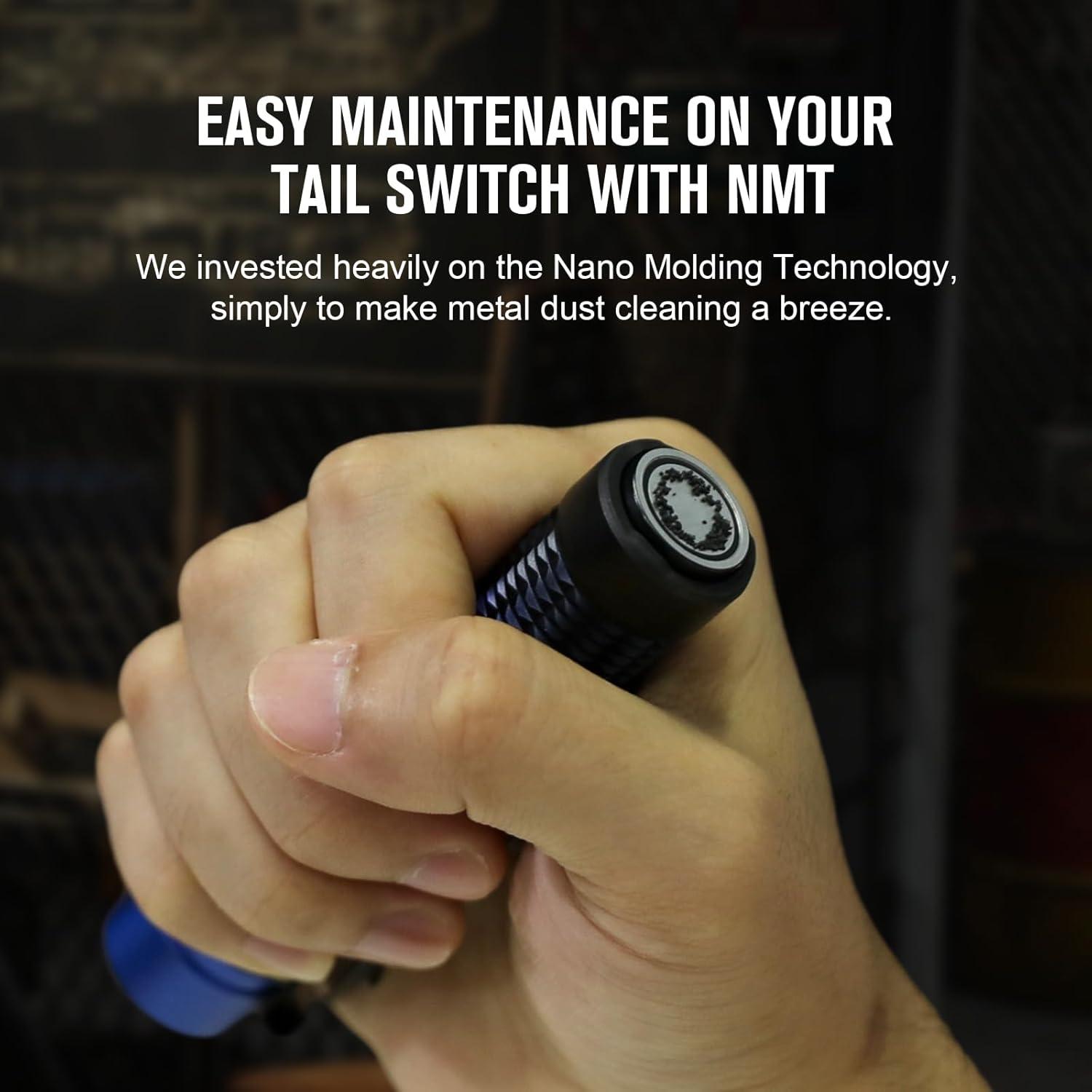 imageOLIGHT Warrior Mini3 Tactical Flashlight Dual Switches LED Rechargeable Light with MCC3 Charger 1750 Lumens Powerful EDC Light for Camping Emergency and Outdoor BlackBlack