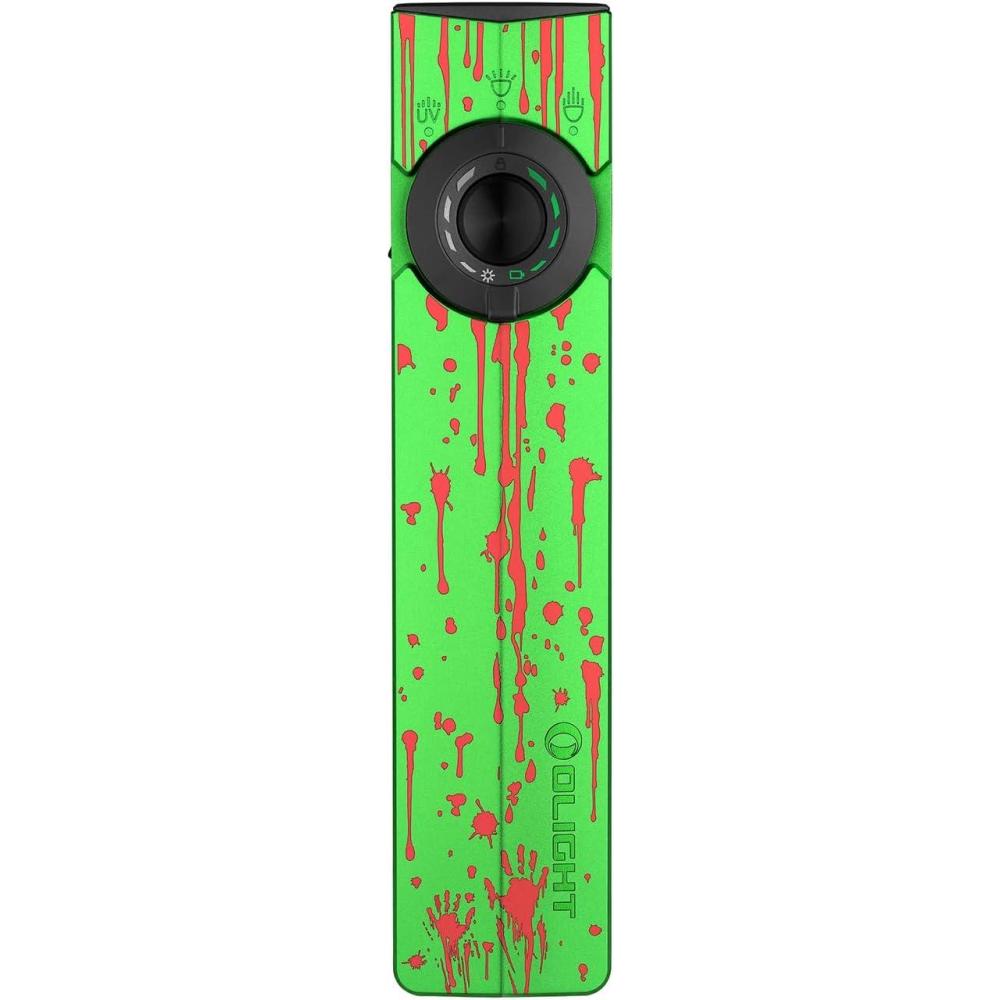 imageOLIGHT ArkPro EDC Flat Flashlight Rechargeable with Green Beam UV and White LED1500 Lumens USBC Pocket Camping Flashlight Spotlight Floodlight for Outdoor Emergency Working Black CWZombie Green
