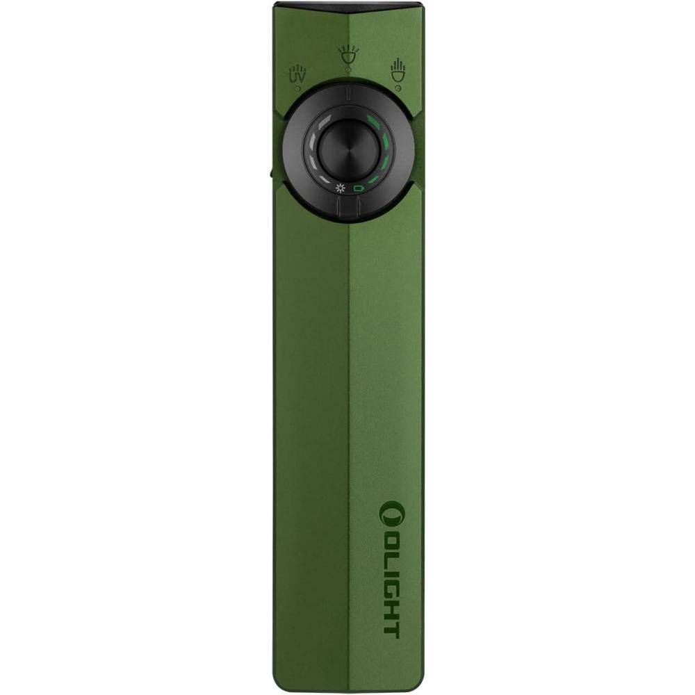 imageOLIGHT ArkPro EDC Flat Flashlight Rechargeable with Green Beam UV and White LED1500 Lumens USBC Pocket Camping Flashlight Spotlight Floodlight for Outdoor Emergency Working Black CWOD Green